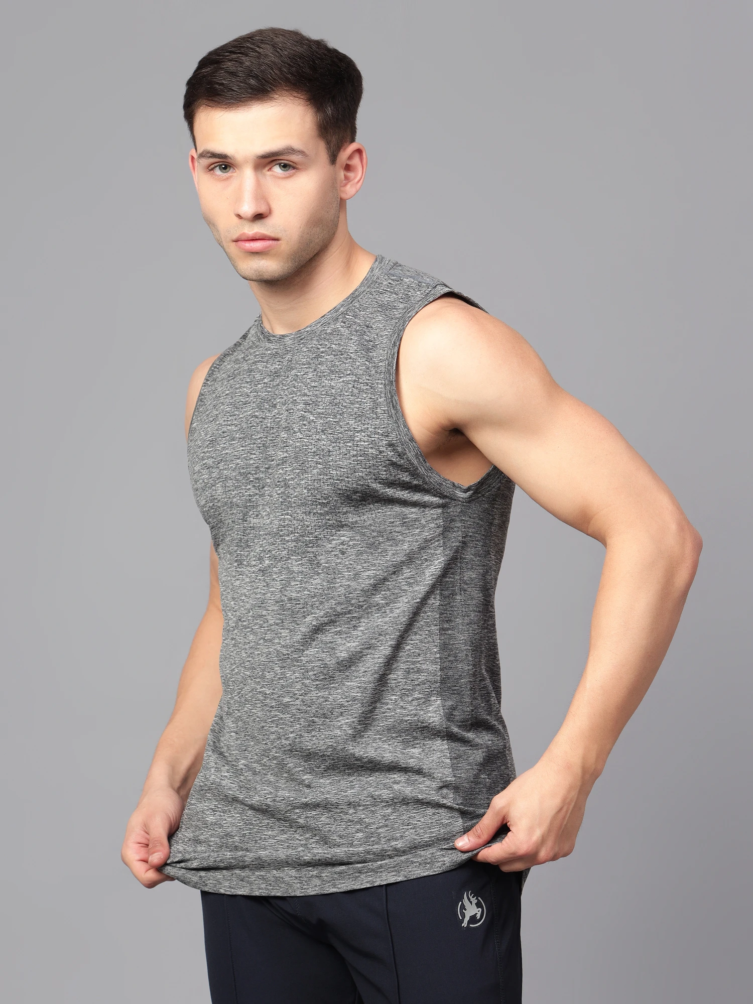 T-Shirts Seamless Sleeveless Round Neck Nylon Polyester Men TRENZ