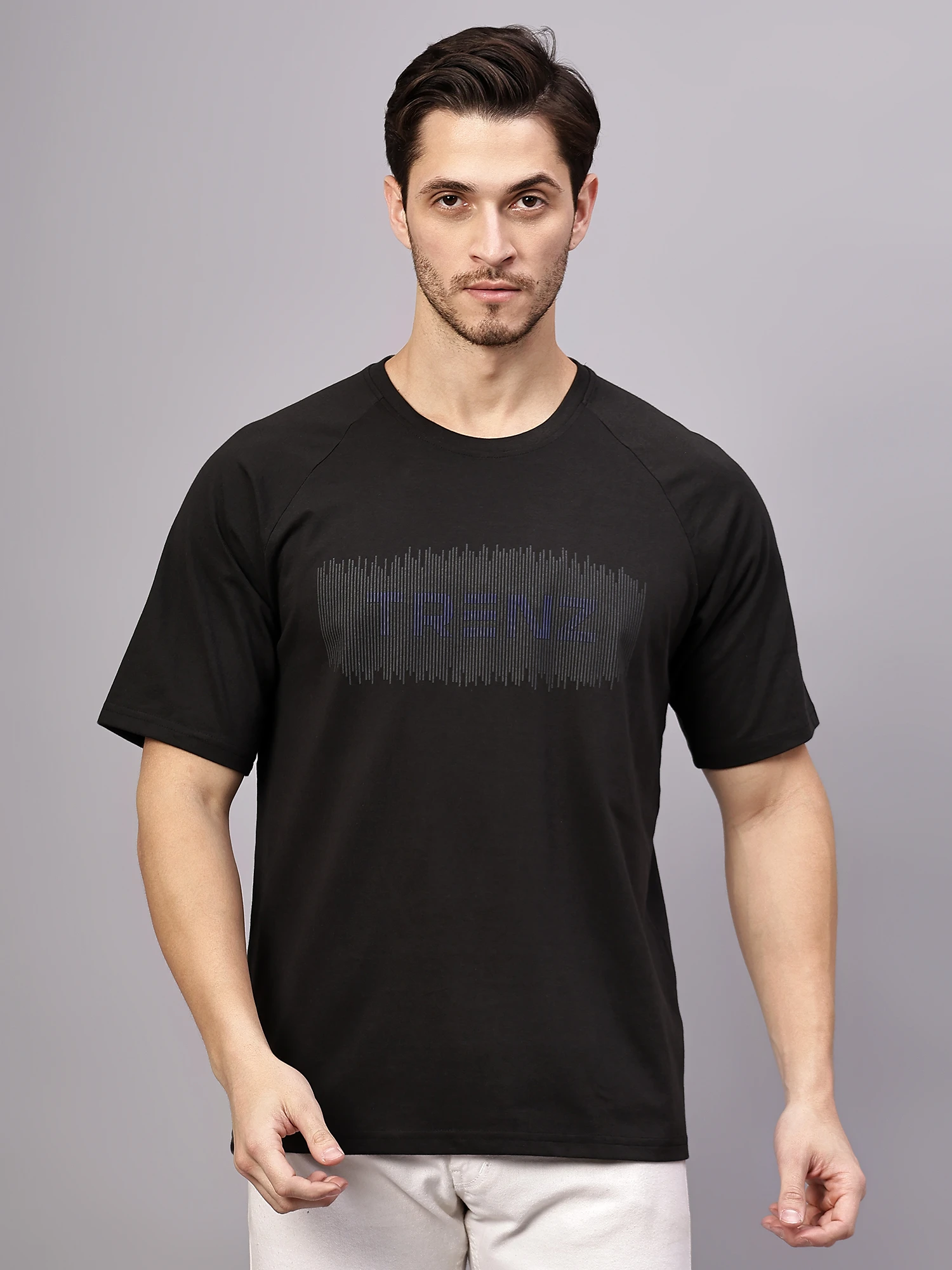 T-Shirts Oversized Half Sleeves Round Neck Cotton Blend Men TRENZ