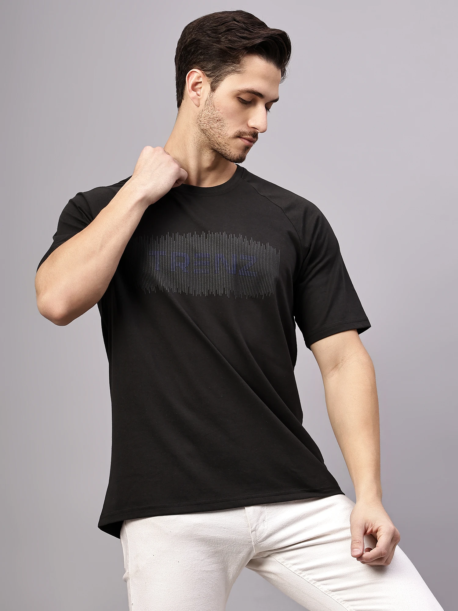 T-Shirts Oversized Half Sleeves Round Neck Cotton Blend Men TRENZ