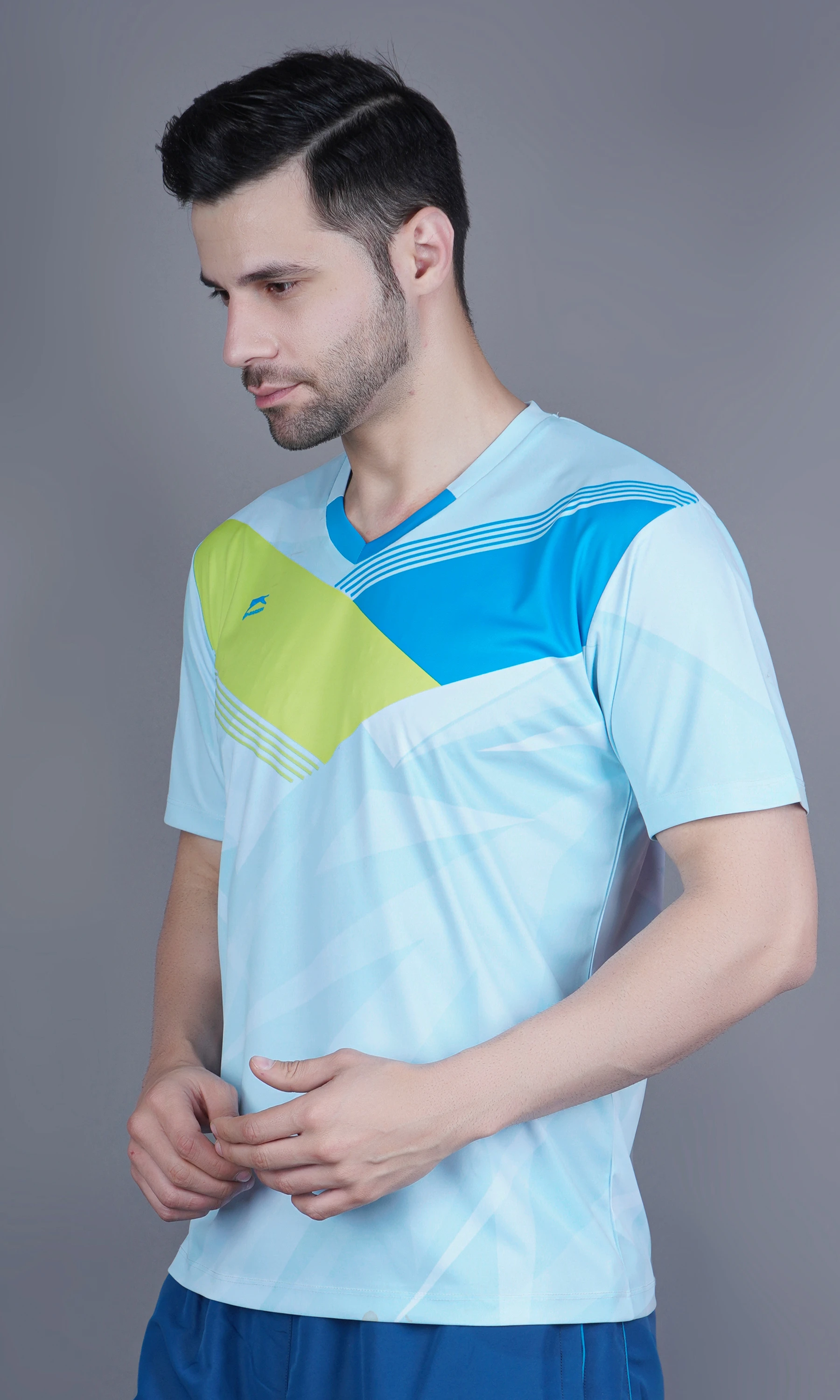 T-Shirts Full Sublimation Half Sleeves V-Neck Interlock