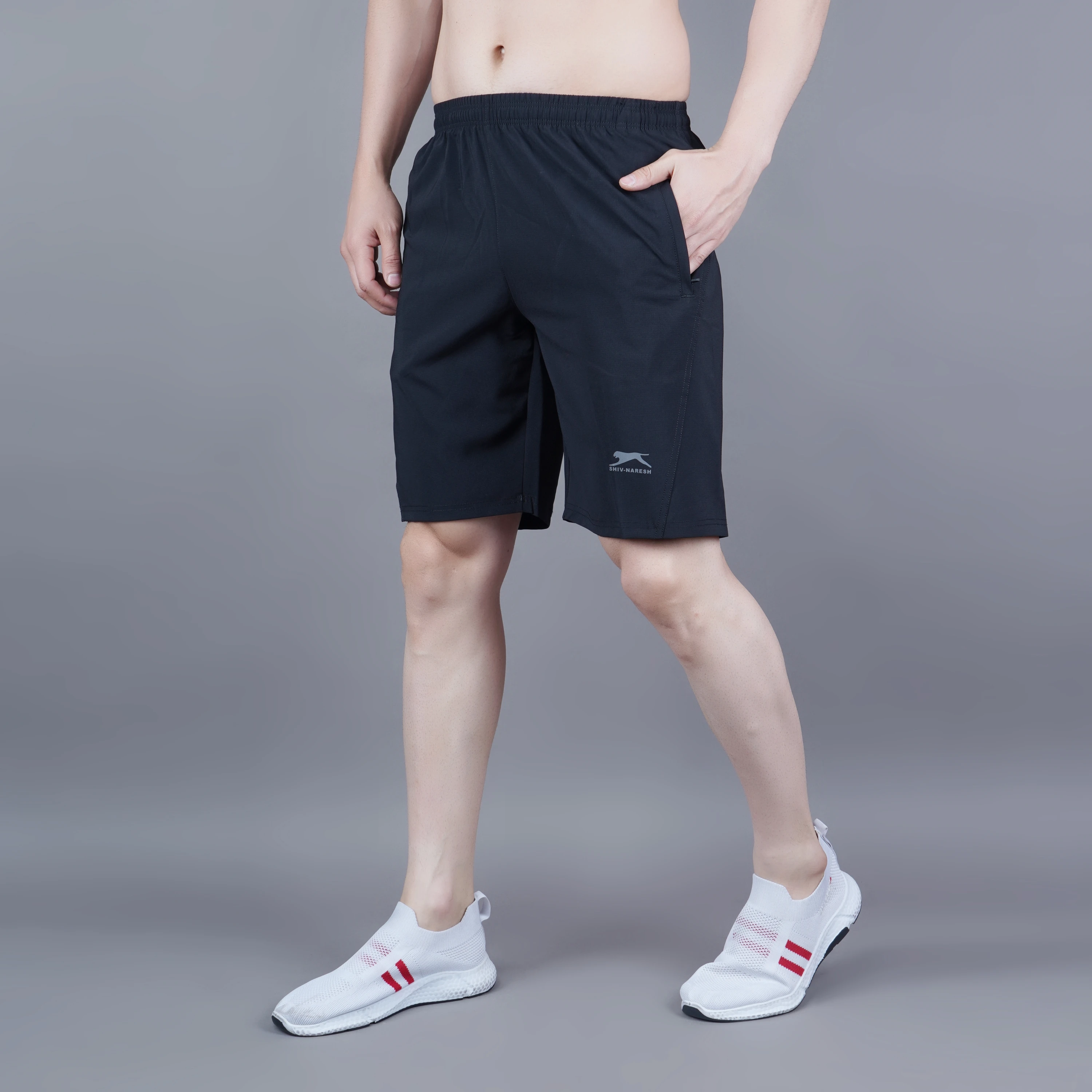 Half Pant Pockets: 2 Sides Zip Black Check OOK