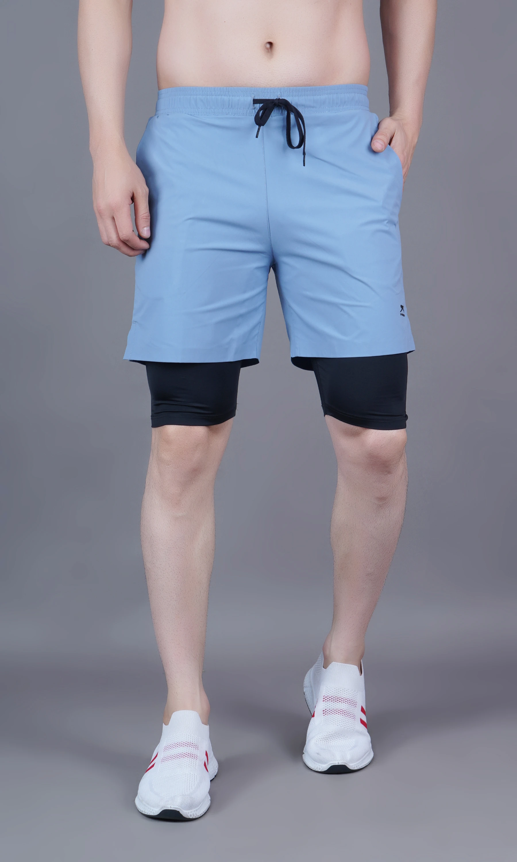 Half Pant With Tighty Pockets: 1 side Zip Dull Machanical Streach